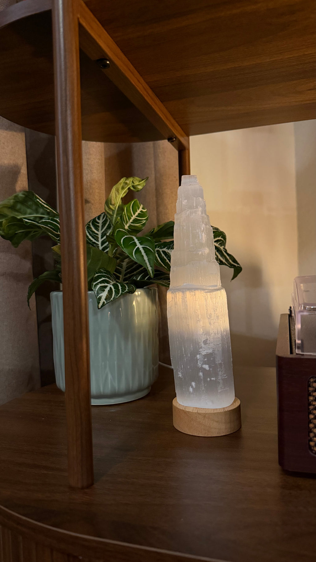 8” Selenite with LED Lamp Base
