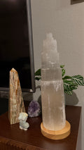 16” Selenite with LED Lamp Base