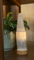 8” Selenite with LED Lamp Base