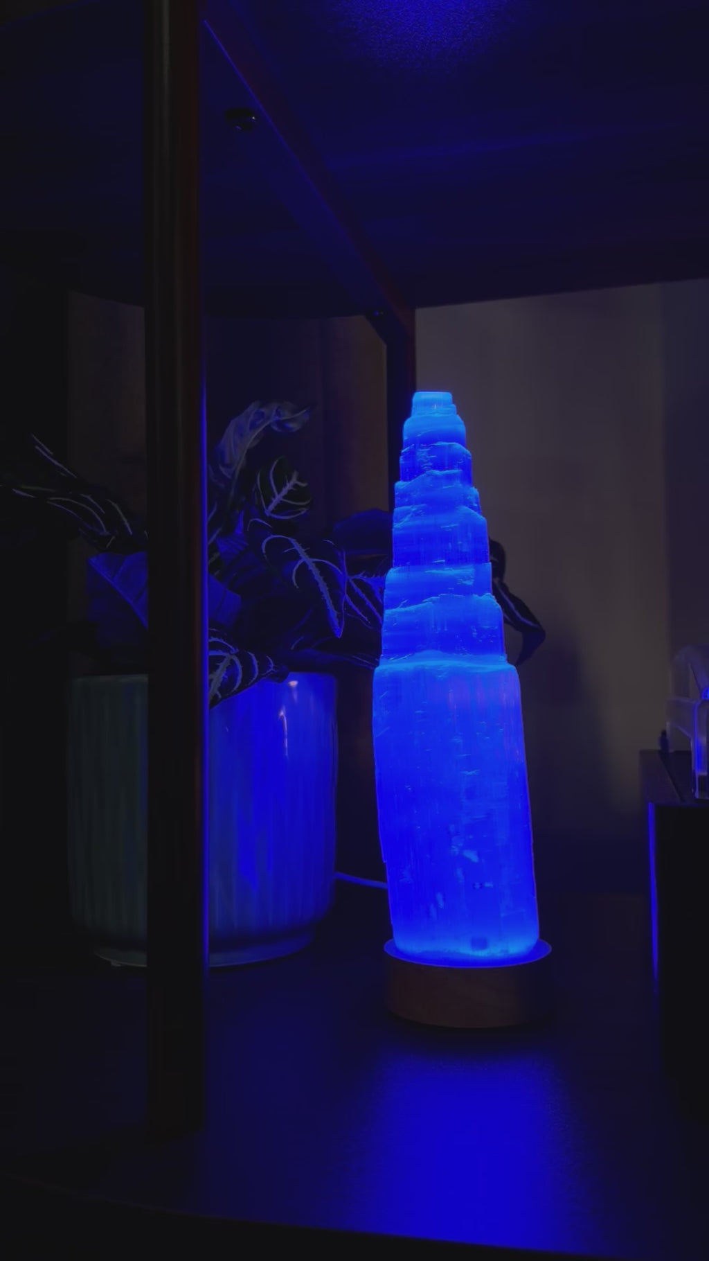 8” Selenite with LED Lamp Base